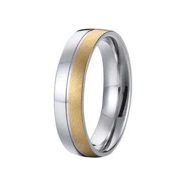 Mados Bicolor nerūdijančio plieno žiedas Vestuvių juostas, Dovana vaikinui, anillos papuošalai