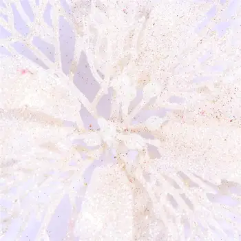 12 Vnt Blizgučiai Poinsettia Žiedai Tuščiaviduriai Dirbtinės Gėlės Kalėdų Papuošalai Kalėdų Medžio Kabo Pakabukas (Baltas)