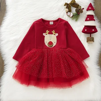 Kalėdos 1-4 Metų Vaikams, Vaikams Baby Girl Aprengti Nustatyti Kalėdų Inscenizacija Tutu Kalėdų Nėrinių Suknelė Princesė Komplektus, Rinkinius