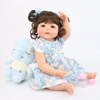 55cm Full Silikono Vinilo Kūno Reborn Baby Doll Žaislas Mergina Bonecas Naujagimių Princesė Kūdikiams Bebe Maudytis Žaislas Gimtadienio Dovana Metu