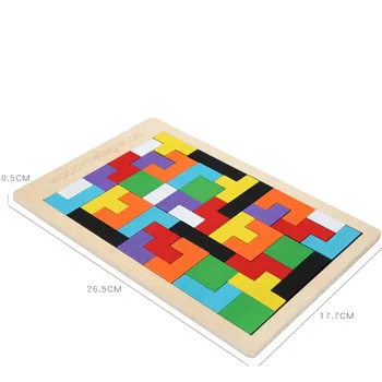 Mediniai Tetris Dėlionės Įvairių Blokų Vaikų Švietimo Žaislai