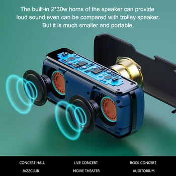 X8 60W Portable bluetooth garsiakalbiai su žemų dažnių belaidžio IPX5 atsparumas Vandeniui TWS 15 VAL grojimo laikas Balso Asistentas Extra bass Box