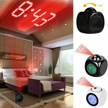 Skaitmeninis Laikrodis LED Projektorius Temperatūros Termometras, Stalas Laikas, Data, Ekrano Projekcijos Kalendorius USB Įkroviklį, Stalo Laikrodis