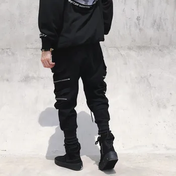 2020 Naujas Mados Krovinių Kelnės Hip-Hop Jogger Vyrų Haremas darbo drabužių Kišenėje Streetwear Atsitiktinis vyriški Laisvalaikio Juodos Kelnės Vyrams, Drabužiai