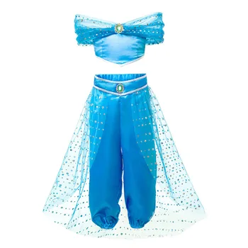 Jazminų Suknelė Mergina Karnavalas Aladdin ' s Žibinto Išgalvotas Kostiumų Vasarą Vaikai Midriff Drabužiai Vaikams Haloween Gimtadienio Frocks