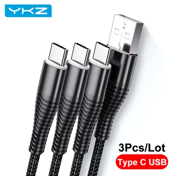 YKZ 3 Pak, USB, C Kabelis Usb C Tipo Greito Įkrovimo Laidas, Telefono Įkroviklis, skirtas Samsung S10 8 Pastaba Xiaomi 10 Huawei 30 Adapteris USB-C