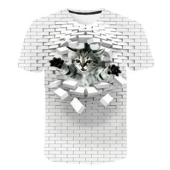 Nauja Vaikų marškinėliai 1-14Years Merginos Viršūnes Šuo Tees Berniukai Tshirts Mados Sienos dizaino Berniukai Black 3D Katė T Shirts 8 Dizainų