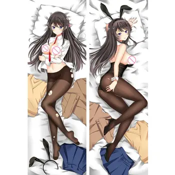 Anime Dakimakura Sakurajima Mai Seksualių merginų 150x50cm 120x40cm Pagalvės užvalkalą Padengti Manga 2WAY Persikas Oda Aptemptomis Kūno pagalvės užvalkalą