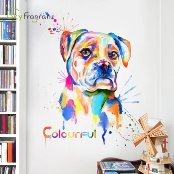 Kūrybos siena lipdukas asmenybės spalvos šuo, lipnios etiketės namų sienų dekoras miegamasis dekoro kambario, apdaila, namų dekoro