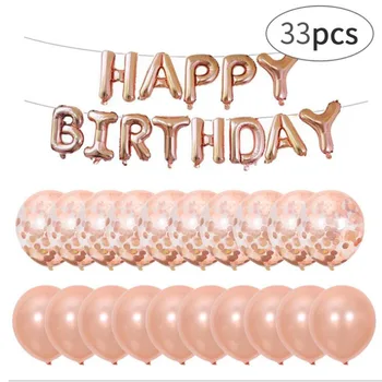 1 komplektas 12'rose aukso latekso balionas su gimtadieniu laišką nustatyti, konfeti china balionas gimtadienio dekoravimas vestuvių reikmenys