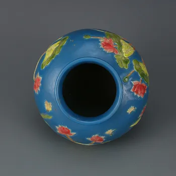 Antikvariniai Kinijos Čing Dinastija Mažas Keramikos Vaza fahua spalva Mandarinų Antis Juoda Porceliano Vaza Apdaila