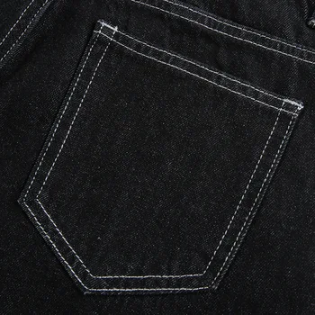 Gothblack Mados Prarasti Tvirtą Sudurti Kišenėje Džinsai Moterims Vnitage Mygtuką Aukštos Juosmens, Tiesios Kelnės Žiemos Y2K Streetwear Kelnės