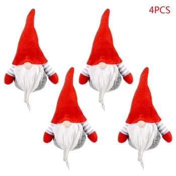 4pcs Gnome Kalėdiniai Papuošalai Rankų darbo švedų Gnome Lėlės Santa Elf Papuošalai Kabinti Kalėdų Medžio