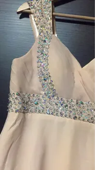 A-line Šifono Brangioji Duobute Crytals elegantiškas off peties pigūs bridesmaid dresses Vestuvinės suknelės, šaliai, skraistės de soiree