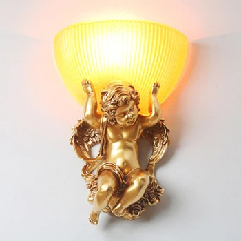 Europos aukso angelas meno derva, Sieniniai šviestuvai, led lempos kambarį apdaila E27 led blizgesio apšvietimo šviesos siena