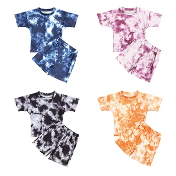 Vaikų Drabužiai Tie-Dye marškinėliai Šortai Dviejų dalių Komplektas 2020 Naujas Mados Nelaimę Asmens Kostiumas Mergaitėms Ropa De Bebes Outwear