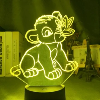 Liūtas Karalius Simba Pav 3D Iliuzija Nakties Šviesa 