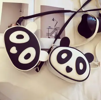 Nemokamas pristatymas vasaros Mados Naujų Rankinės Aukštos kokybės PU oda Moterų maišelį Animacinių filmų spausdinti Panda Saldus ponios Pečių maišą