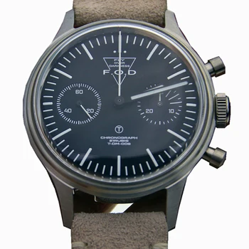 1963 m. Bandomąjį Chronograph Watch Vyrų 38mm Vertus Vėjo Mechaninė Laikrodį Oro Pajėgų Retro Akrilo, Nerūdijančio Plieno, Šviesos Laikrodis FOD