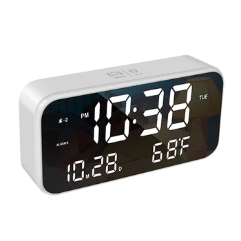 Didelis LED Disply Skaitmeninis Laikrodis-Žadintuvas Veidrodis Dimeris Atidėti Pažangios Balso Kontrolės Daugiafunkcį Už Miegamojo, Biuro Kelionės