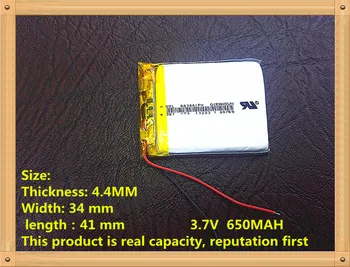 3.7 V,650mAH,[443441] Polimeras ličio jonų / Li-ion baterija MP3,MP4,GARSIAKALBIS, 