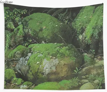 Žaliosios Studio Ghibli Anime Kraštovaizdžio Sienos Gobelenas Padengti Paplūdimio Rankšluostį Mesti Antklodę Iškylą Jogos Kilimėlis Namų Puošybai