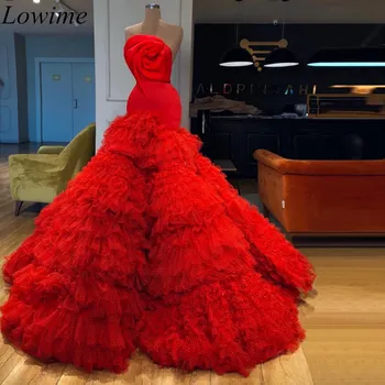 Naujas Prabangus Raudona Undinėlės Vakaro Suknelės 2019 Rankovių Skirtingų Traukinių vestidos de fiesta de noche Ilgai Vakare Chalatai chalatas de soire