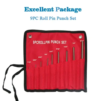 9Pcs Profesinės Roll Pin Punch Nustatyti Ginklą Varžtas Sugauti suristi Atveju Įrankių Rinkinys su Dukart Susidūrė su Minkštos Gumos Plaktuku Plaktuku 37-0096