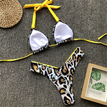 GNIM Leopardas Spausdinti Bikini maudymosi Kostiumėliai Moterims, Naujas 2019 Aukšto Juosmens Bikini Brazilijos Moterų maudymosi kostiumėlį Paplūdimio Seksualus Maudymosi Kostiumas Moterims