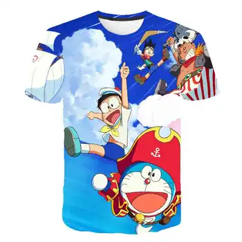 2020 Mielas 3D Doraemon print T-Shirt Vaikai Vienas gabalas Kūdikių Vasaros Kawaii Animacinių filmų Mergaitė Berniukas Drabužius Japonijos Anime atsitiktinis Viršūnes & Tees