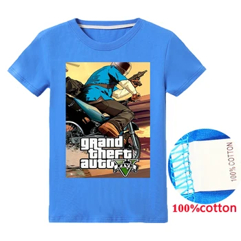 Mados Naujų Atvykimo GTA 5 berniukų Marškinėliai Grand Theft Auto Cool Kids trumpomis Rankovėmis T-shirt Vaikų Vasaros Drabužių Viršūnes Tees 2-15Y