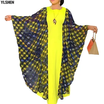 Musulmonų Ilga Suknelė Afrikos Suknelės Moterims Dashiki 2 Dalių Rinkinys Drabužiai Afrikos Suknelė Naują Stiliaus Abaja Dubajus Skraiste Africaine Femme