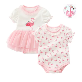 Naujagimio mergina drabužius mielas vasaros baby girl drabužiai Flamingas bodysuit 0-3-6-9 mėnesių vaikams drabužių roupa infantil