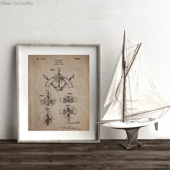 Senovinių Laivų Plaukiojimo Patentų Drobės Tapybos Plakatai Jūrmylių Sienos Meno Apdailos Nuotraukas Steampunk Menas Spausdinti Vonios Kambarys Dekoro