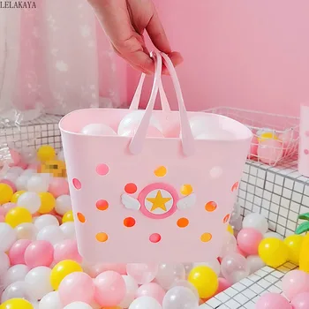 Anime Veiksmas Pav Kortelės Gūstītājs Sakura Vonia Saugojimo Krepšys Organizatorius Cosplay Pink Cartoon Vonios kambarys Krepšiai, Plastikiniai Ranka krepšelį
