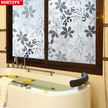 Baltos spalvos lapų modelio statinis ne klijuoti plėvelę privatumo vonios kambarys stiklo lipdukas bendrabutyje langas kino vonios kambarys pvc balkono stiklo plėvelės