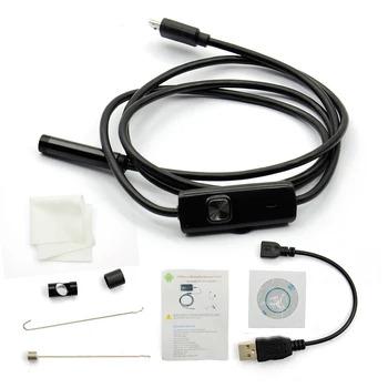7mm1m 6 LED USB Endoskopą Vandeniui Borescope Vaizdo Kontrolės Gyvatė Vamzdelis, Vamzdis Mini kamera Kamera Snapshot Button