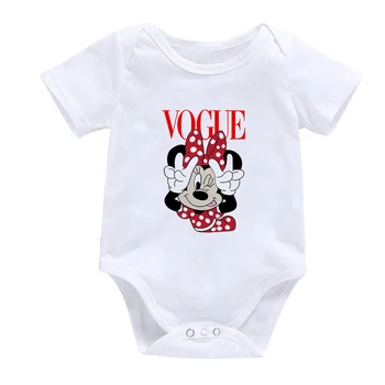 2021 m. Vasarą Cartoon Minnie, Mickey Mouse Naujagimių Jumpsuit T-shirt Vaikas Berniukas trumpomis Rankovėmis T-shirt Baby Mickey Top Girl Drabužiai