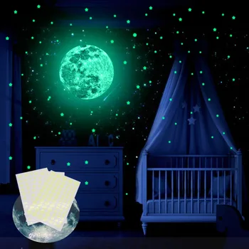 Zollor Šviesos 239pcs/set Žvaigždžių Taškų Mėnulis Sienos Dekoratyvinis Lipdukas Namų Švyti Tamsoje Liuminescencinės Lipdukai Lango Durų Decal