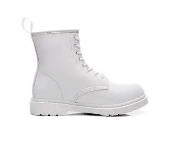 Baltoji Moteris Auliukiniai Odiniai batai Aukšto Viršų Mados Žiemą Šilti Sniego batai Dr Motociklo Batai Pora Unisex Doc batai