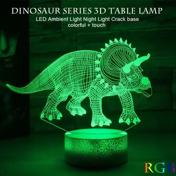 3D Led Nakties Šviesos Touch Kontrolės Dinozaurų Stalas Šviesos Vaikai Miegamasis Naujovė Iliuzija Nakties Žibintas 3D Iliuzija Stalo Lempa Namų Dekoro