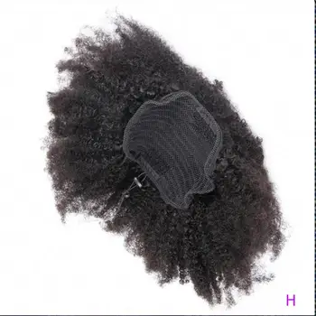 Afro Keistą Garbanoti plaukai surišti į uodegą Žmogaus Plaukai Remy Brazilijos Raišteliu plaukai surišti į uodegą 1 vnt Įrašą Plaukų priauginimas 1B Ponio Uodega