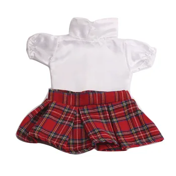 18 colių Mergaičių lėlės Drabužiai Balti marškiniai + raudonas languotas sijonas Amerikos naujagimių suknelė žaislai tinkami 43 cm baby doll c40