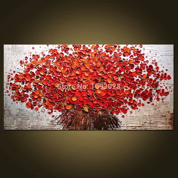Rankų Paitned Nemokamas Pristatymas Didelis Abstraktus Tvirtą Raudona Peilis Gėlių Nuotrauką ant Drobės Tapybos Namų Dekoro, Sienų Tapyba Meno