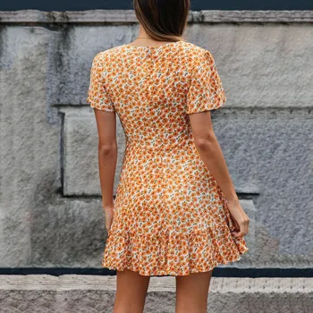 KANCOOLD suknelė Moterims Vasaros trumpomis Rankovėmis Spausdinti V Kaklo Atsitiktinis Trumpas Suknelės Bohe Streetwear mados nauja suknelė momen 2020APR11
