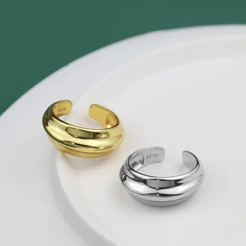 925 Sterlingas Sidabro keičiamo dydžio Atidarymo Žiedai Moterims Ovalo Formos Madinga Papuošalai Didelio Aukščio Antikvariniai Anillos Atidarymo Žiedai