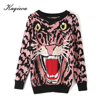 Rausvos spalvos, ankstyvą pavasarį džemperis moterims 2020 naujas super gaisro Puloveris tigras net raudonas modelis prarasti tingus mezgimo Megztinis shein B-010
