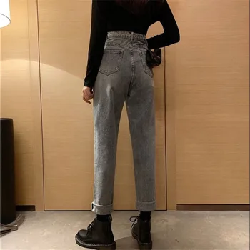 Laiškas Diržo Draugu Korėjos Aukšto Juosmens Džinsai Moterims Streetwear Atsitiktinis Palaidų Vintage Džinsai Moterų Plius Dydis Pločio Kojų Džinsinio Audinio Kelnės