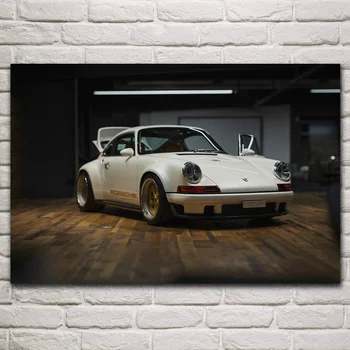 Custom 911 balta sportcar transporto priemonių apipavidalinimo kambarį dekoro namų meno apdailos medienos rėmo audinio plakatas KM332