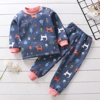 2020 m. žiemą vaikams drabužių rinkiniai šiltu vilnos pižama berniukams ir mergaitėms tirštėti vaikų sleepwear aksomo kūdikių šilumos apatiniai